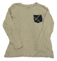 Béžové triko s kapsou Kuniboo