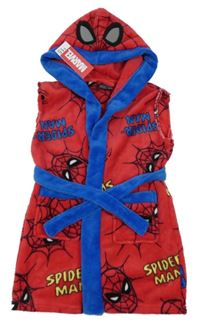 Nové - červeno-modrý chlpatý župan so Spidermanem s kapucňou Primark