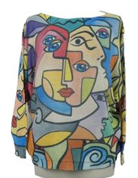 Dámsky farebný vzorovaný oversized sveter