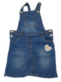 Tmavomodrá rifľová sukňa s trakami so srdiečkom Punkidz