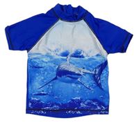 Modro-světlemodré UV tričko se žralokem
