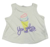 Biely crop top so zmrzlinou H&M