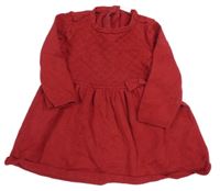Rubínové pletené šaty s dírkovaným vzorem H&M