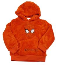 Červená chlupatá mikina se Spider-manem a kapucí Marvel
