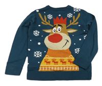 Tmavozelený sveter so sobom F&F