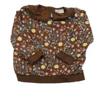 Hnedo-farebná kvetovaná mikina s golierikom