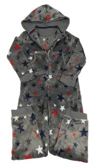 Sivá chlpatá kombinéza s hviezdami a kapucňou zn. M&S