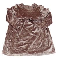 Starorůžové sametové šaty s volánkem Next