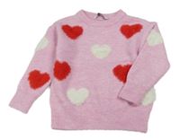 Svetloružový sveter so srdiečkami George