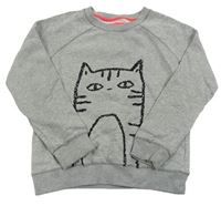 Sivá melírovaná mikina s kočičkou z flitrů Johnnie b