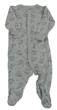 Šedý overal s dinosaury 