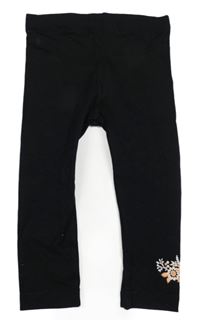 Čierne legíny s kvietkami Lupilu