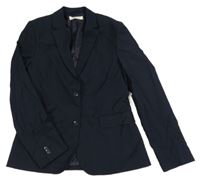 Tmavomodré vlněné slavnostní sako H&M