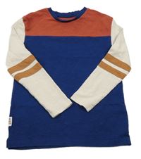 Modro-vínovo-béžové mikinotriko s pruhy na rukávech M&S