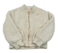 Bílá huňatá třpytivá propínací mikina s logem Nike