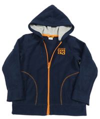 Tmavomodrá fleecová prepínaci mikina s číslom a kapucňou Papagino