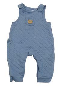 Modré prešívané na traké tepláky s vreckom s medvěďom