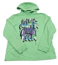 Zelená mikina s nápisom a kapucňou H&M