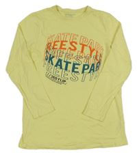 Citronové triko s nápisy Primark