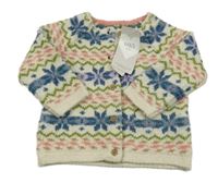 Nové - Smetanovo-barevný vzorovaný propínací svetr M&S