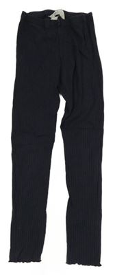 Tmavomodré rebrované legíny H&M