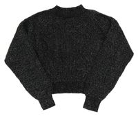 Čierno-strieborný crop sveter H&M