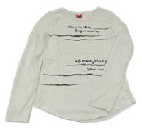 Biele tričko s nápismi a pruhmi S. Oliver