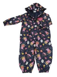 Tmavomodrá šusťáková podšitá kombinéza s Pepinou a kapucí Nutmeg