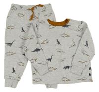 2set -  Světlešedá tepláková souprava s dinosaury Okaidi