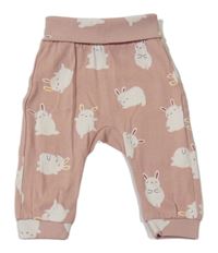 Pudrové ľahké tepláky so zajačikmi H&M