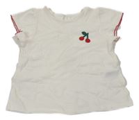 Biela mušelínová blúzka s třešničkami H&M