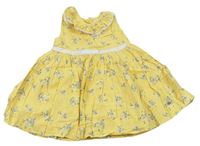 Žlté kvietkovane plátenné šaty Mothercare