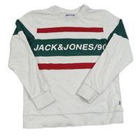 Bílá mikina s proužky a logem Jack & Jones