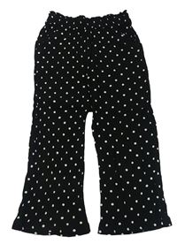 Čierne plisované culottes nohavice s bodkami Next