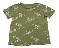 Khaki tričko s dinosaurami H&M