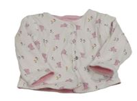 Světlerůžový oboustranný kojenecký kabátek s králíčky Jojo Maman Bébé