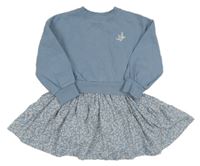 Modré teplákovo/lehké šaty se vzorovanou sukní John Lewis