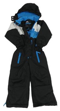 Čierno-bielo-modrá šušťáková zimná kombinéza s kapucňou Trespass