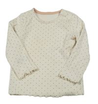 Smetanové žebrované triko s puntíky George 