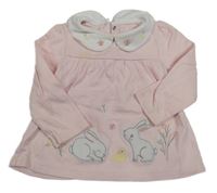 Svetloružová tunika s králíčky a golierikom Little Nutmeg