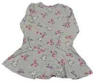 Šedé melírované šaty s koníky Dopodopo