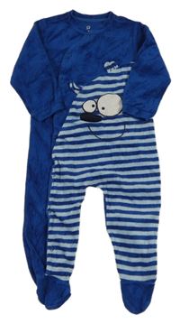 Modro-pruhovaný sametový overal s příšerkou Blukids 