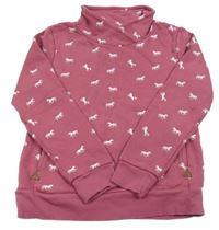 Ružová mikina s koníky a komínovým golierom Yigga
