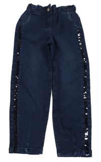 Tmavomodré rifle s proužky z flitrů S. Oliver