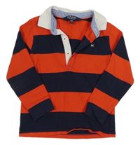 Červeno-tmavomodré pruhované polo triko Maine