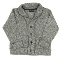 Šedo-bílý melírovaný propínací svetr Next