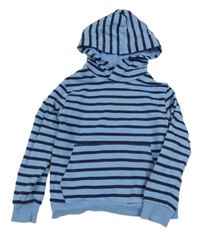 Světlemodro-tmavomodrá pruhovaná mikina s kapucňou H&M