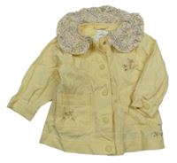 Žltá rifľová bunda s kvietkami a golierikom Next