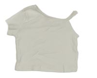 Biele rebrované crop asymetrické tričko Koton