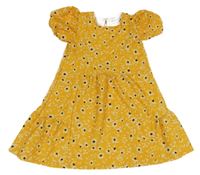 Okrové vzorované kvetované šaty Next